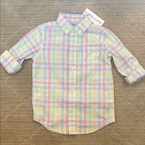 Janie and Jack Pink and Yellow Button Down Shirt